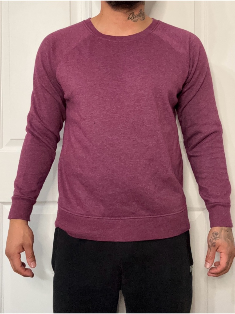 Time and Tru Men's Crewneck Sweater in Plum Heather